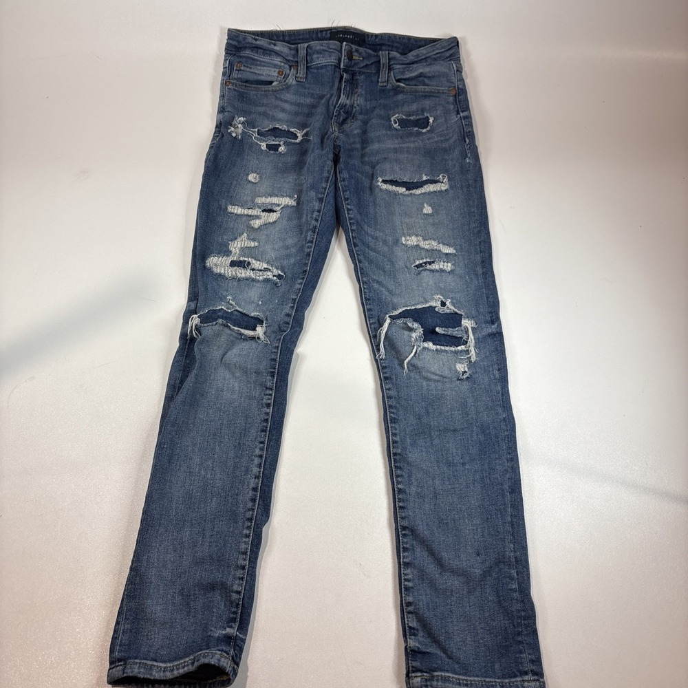 Aeropostale Jeans Mens 30x32 Blue Super Skinny‎ Distressed Thrashed Y2K Patches